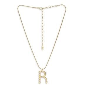 NEW ETTIKA REVOLVE 18K Goldplated Twisted Crystal Initial Pendant Necklace R
